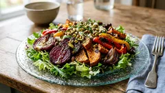 Salát z pečené zeleniny s pomerančovou zálivkou, který zasytí i osvěží